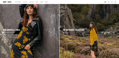 A screenshot of the saint and sofia website